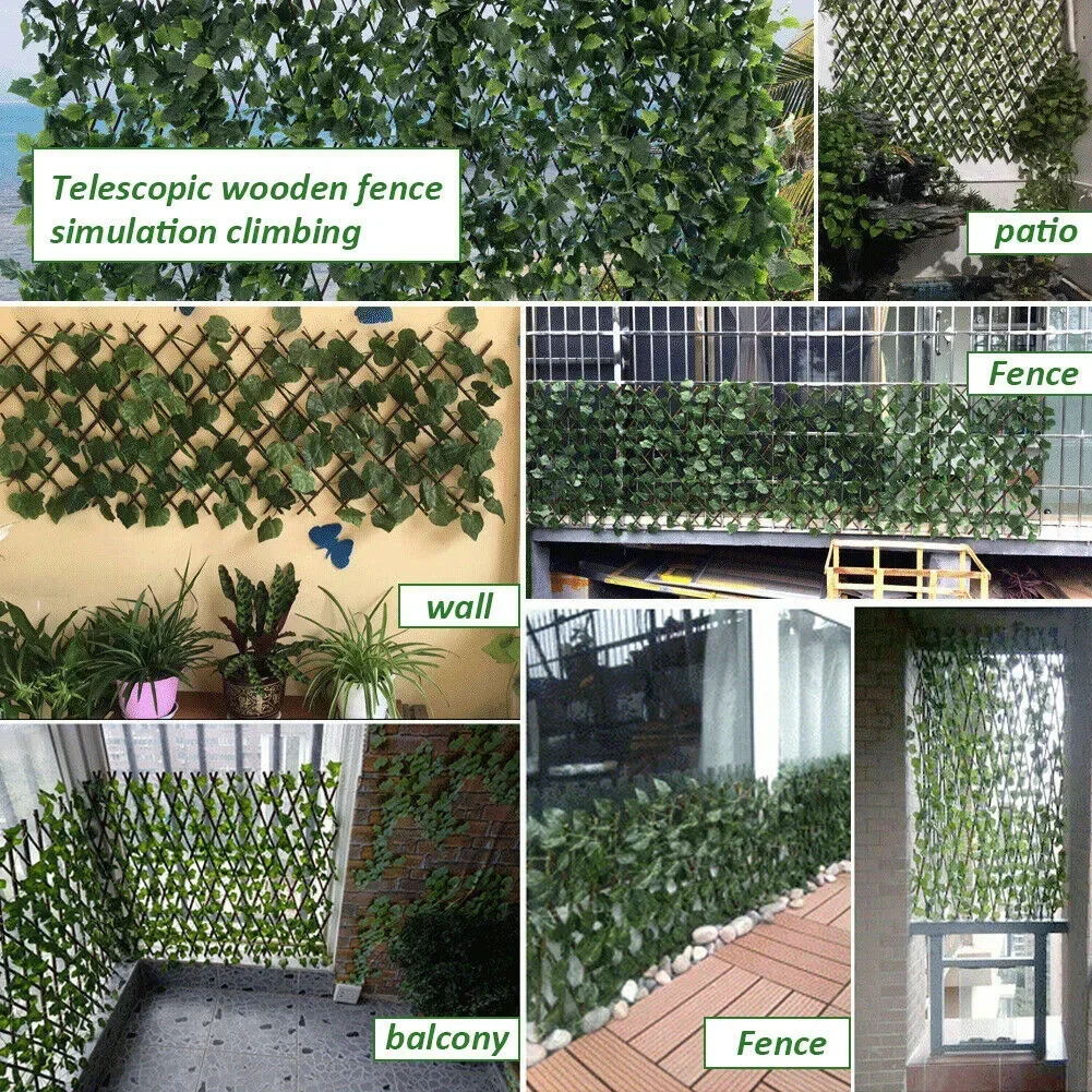 New Garden Screening Expanding Trellis Privacy Screen Hedge Artificial Faux Ivy Leaves Wooden Fence For Garden Buildings Decora