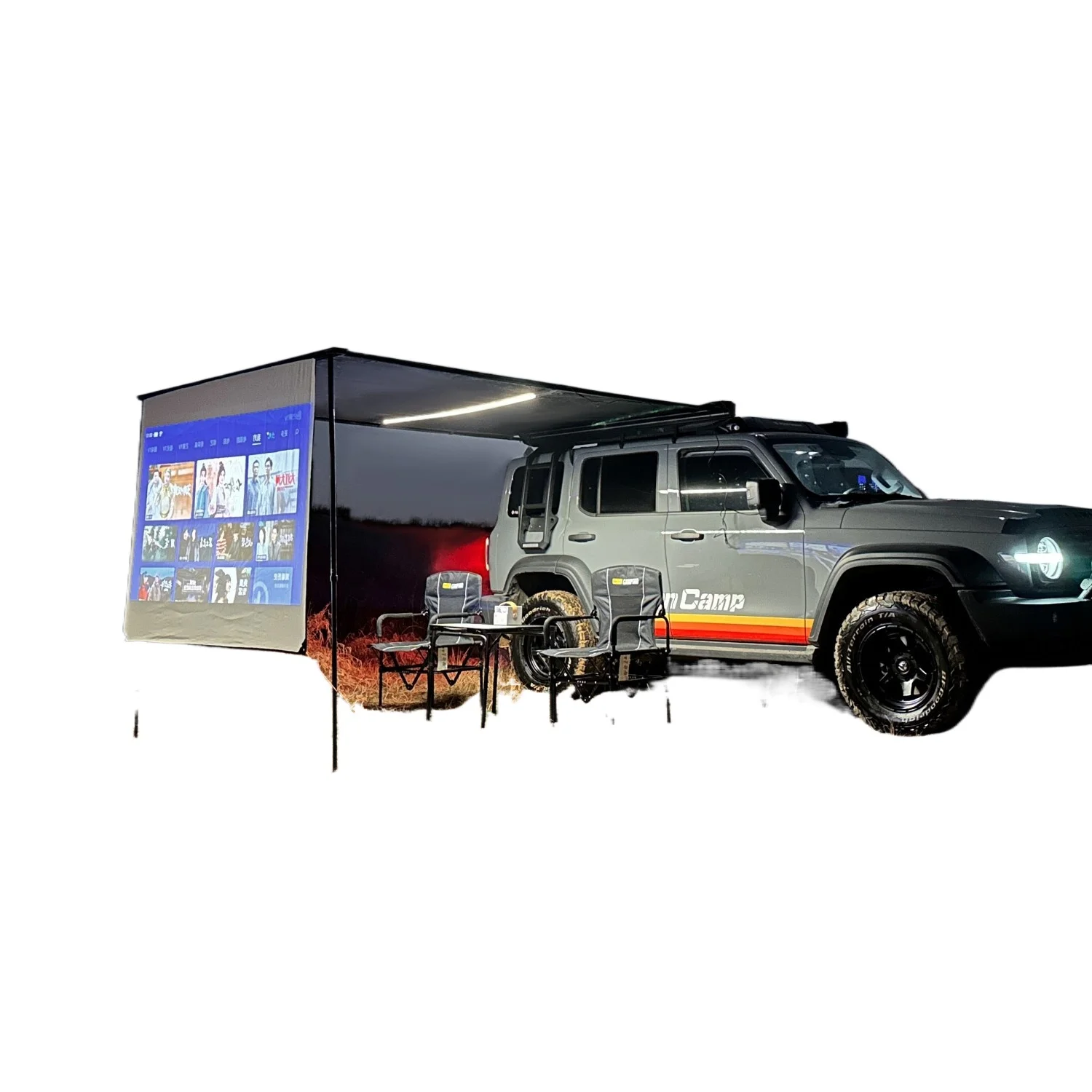 Jensen Outdoor Blackened Car Side Tent Black Coated Sunshade Canopy Aluminum Side Tent Off Road Shade Shelter Camping Room