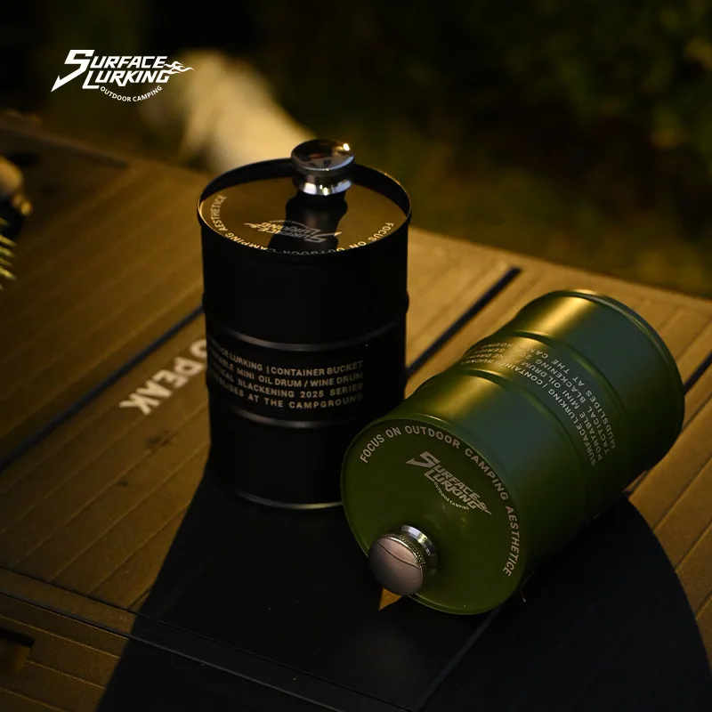 

GO PEAK Outdoor 304 stainless steel 750ML portable cylindrical pot camping fuel wine pot fuel barrel wine barrel Beverage bucket