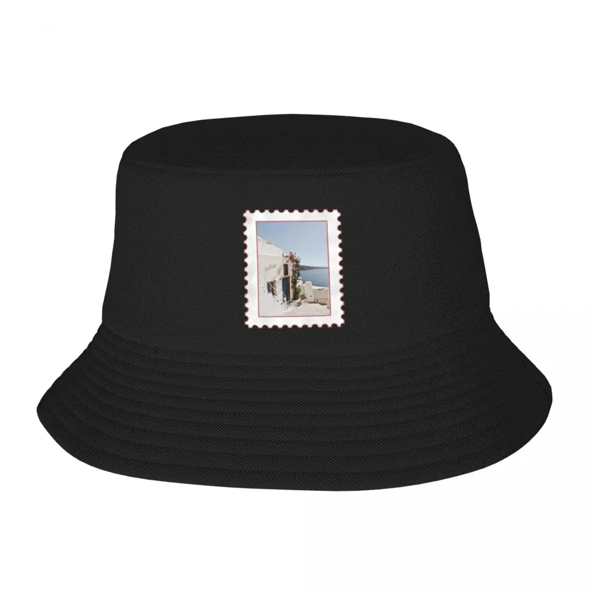 Greece Pink Postage Stamp Bucket Hat Beach Outing Fishing cap Luxury Hat Caps Male Women's