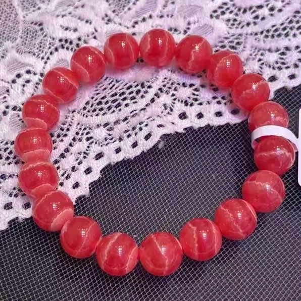 Natural Red Rhodochrosite Women Bracelet 10.6mm Fashion Men Rhodochrosite Jewelry Fashion Certificate AAAAA