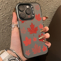Red Maple Leaves Pattern  Phone Case for Iphone 16 15 14 13 12 11 Pro Max/Mini Shockproof Anti-Scratch Premium Hard Cover