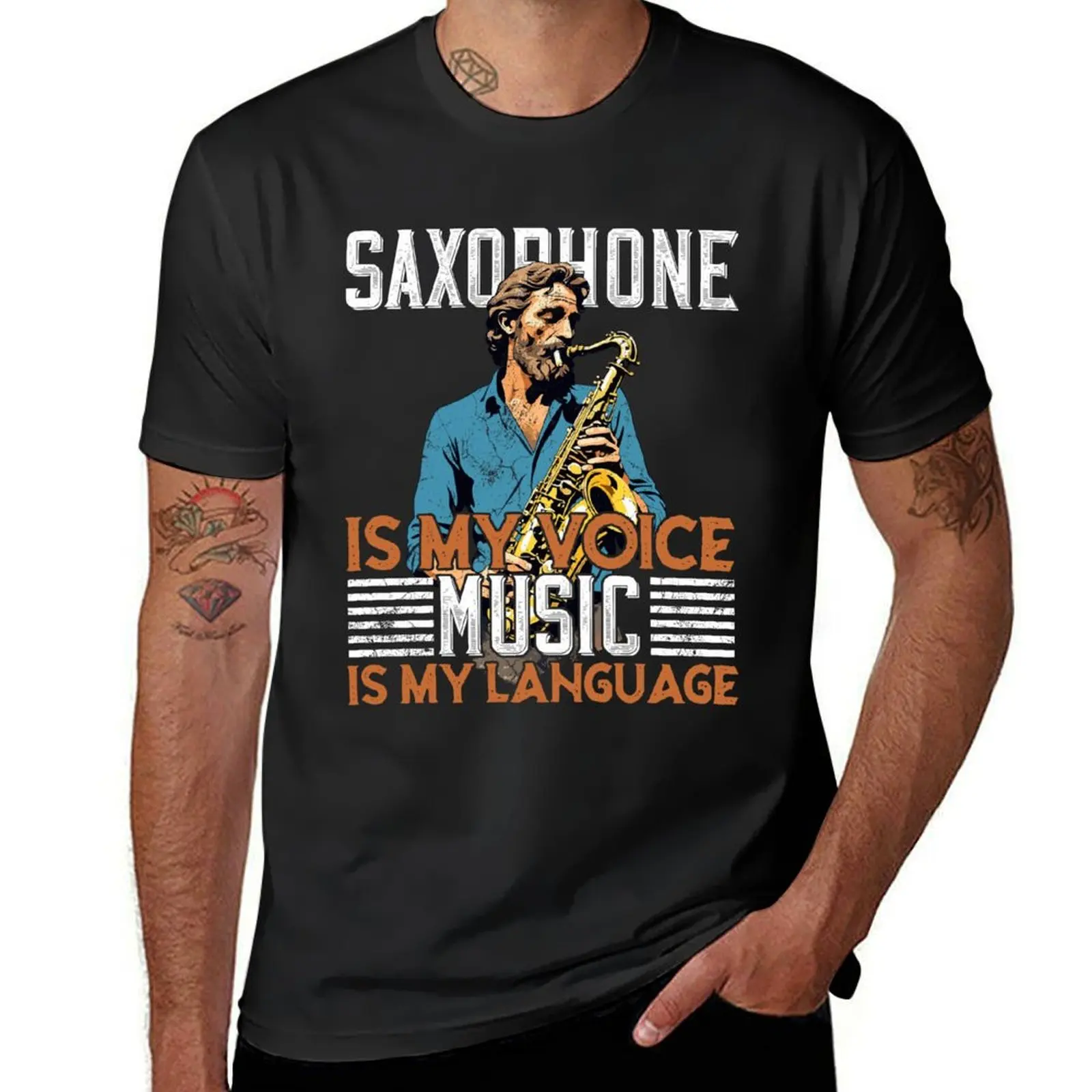 Funny Saxophone Design For Jazz Music Lovers T-Shirt Short sleeve tee vintage clothes cute tops mens workout shirts