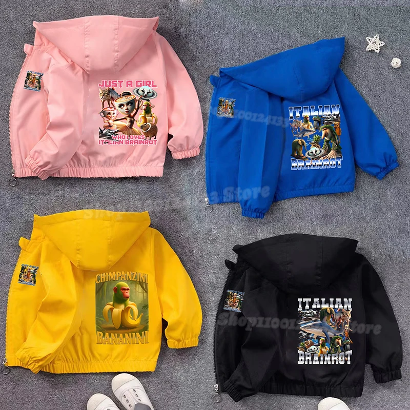 

B-Brainrot Kids Hooded Jacket Sweatshirt Game Cute Anime Printed Boy Girl Baby Windbreaker Long Sleeve Tops Kawaii Party Clothes