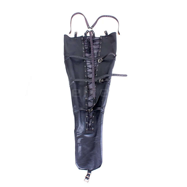 PU Leather Mermaid Straitjacket BDSM Bondage Adjustable Leg Ankle Restraints Bag  Half Body Harness Adult Slave Binders