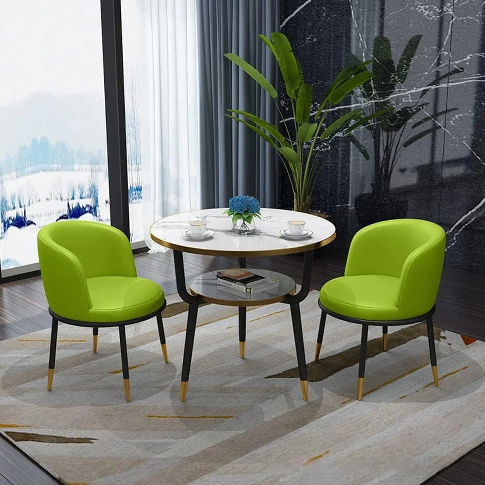 

Modern Table and Chairs Dining Set Office Reception Round Table Simple Kitchen Dining Table 2 Layers Small Space