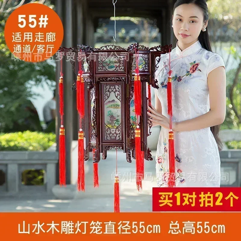 Chinese lantaarn gesneden houten paleislantaarn zeshoekig rood housewarming buiten antieke decoracion Chinese nieuwjaarsdecoraties