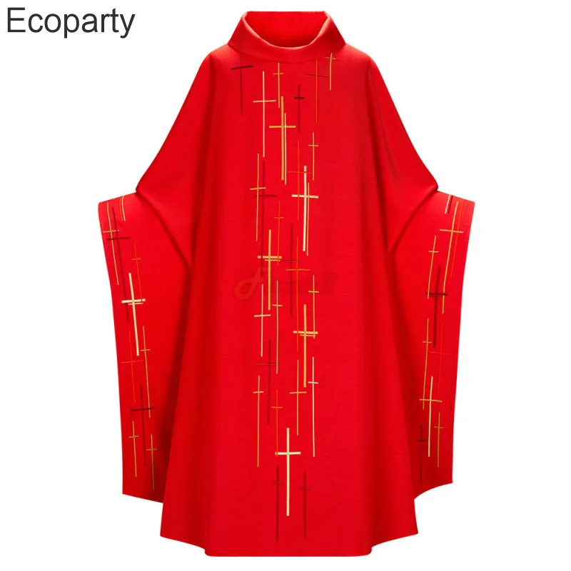 Medieval Retro Priest Monk Long Gown Cosplay Costume Cross Print Muslim Missionary Cloak Cape Halloween Party Robe For Men Women