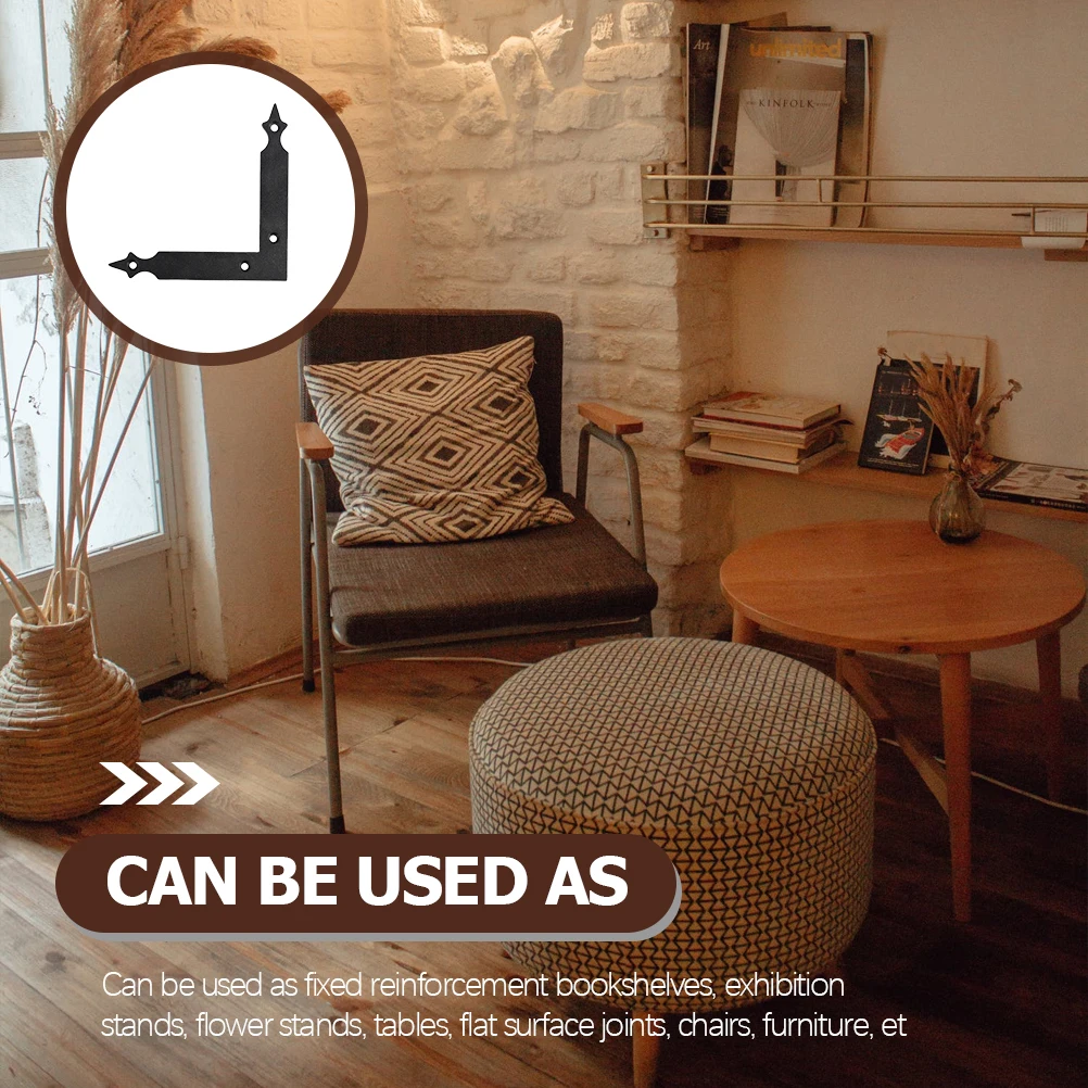 

4Pcs Iron Furniture Five Metal Corner Braces Flat L Shape Angle Brackets Heavy Duty Door Frame Corner Guards Flat Metal Plates