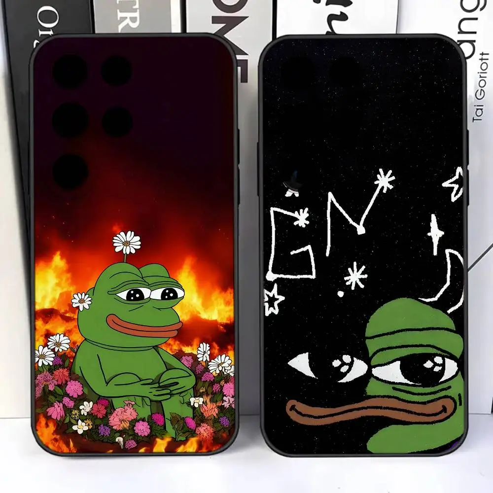 

Sad P-Pepe The Frog Phone Case For Samsung S25,S24,Ultra,S20,S30,Plus,S22,S23,Ultra,Plus,5G Soft Black