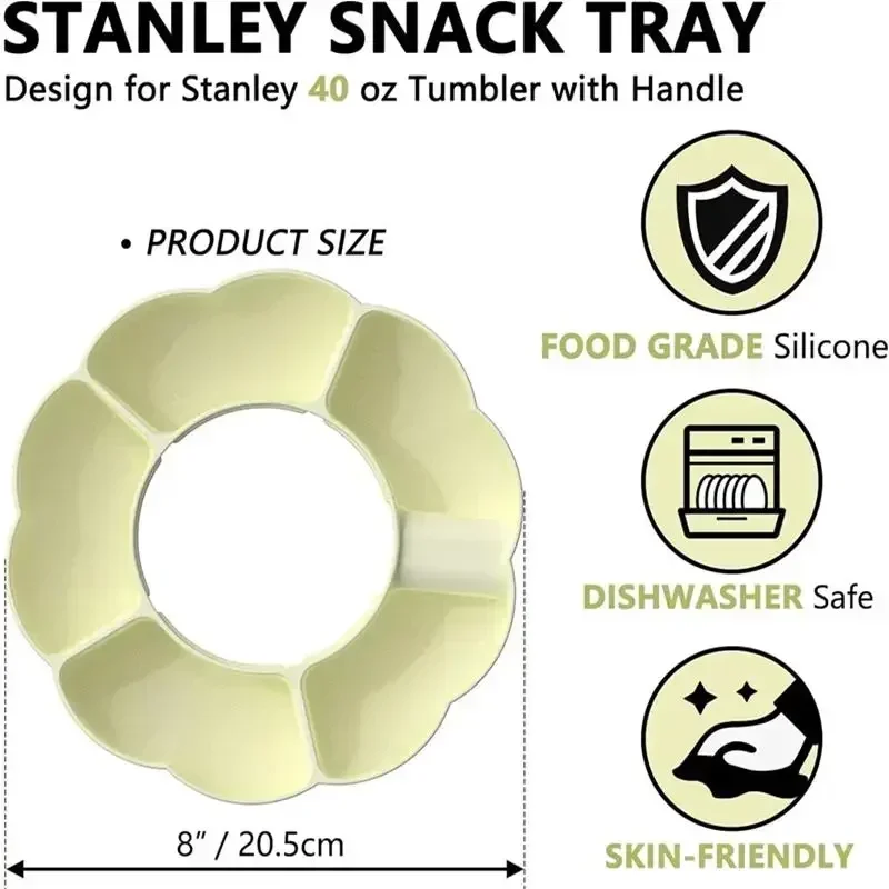 Silicone Snack Platter for Stanley 40oz Tumbler with Handle Snack Bowl With 4 Compartment Compatible Food Tray Holder On Sale