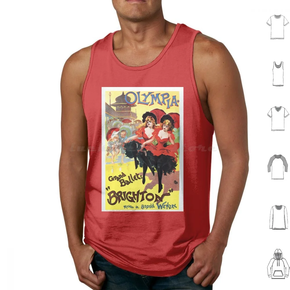 Vintage francés Can-Can (Cancan) danza Brighton Ballet camisetas sin mangas chaleco sin mangas Vintage francés Francia música París
