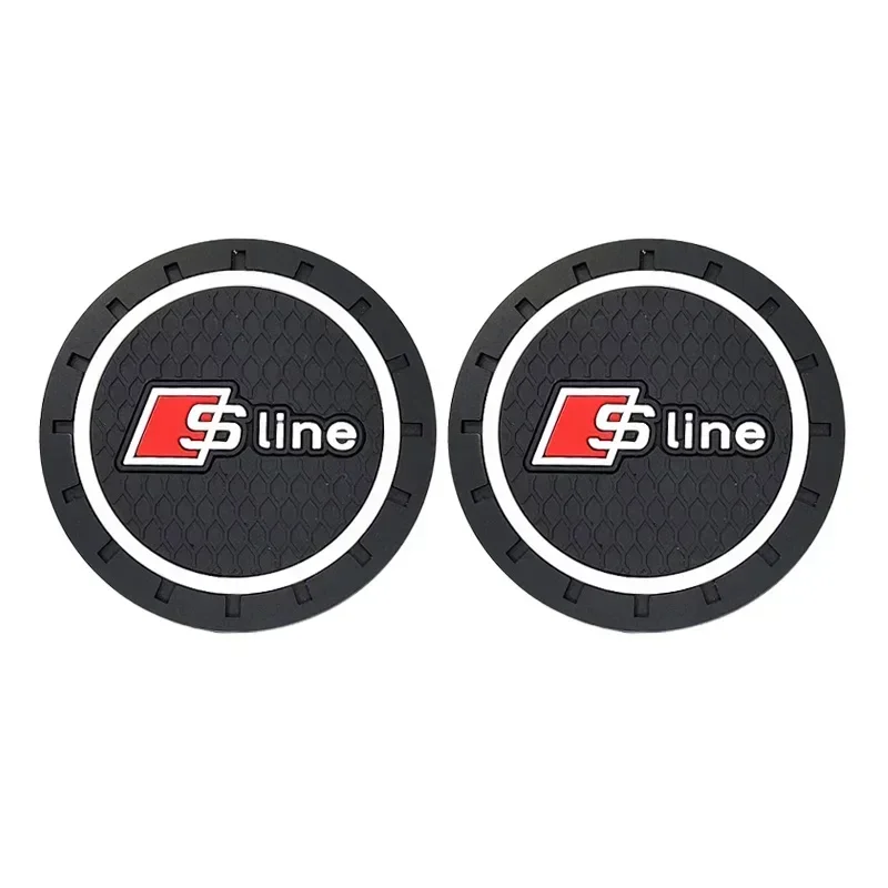 

2pcs car coasters anti-slip mat silicone Sline Audi A3 A4 A5 B7 B8 B9 Q3 Q5 Q7 TT RS modified car accessories.Express delivery