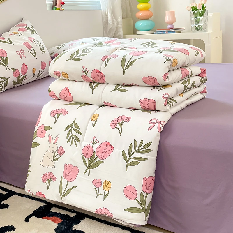 Imagem -05 - Edredon Estilo Floral para Cama de Casa Cobertor Acolchoado Colcha Edredom Queen Size 150x200 sem Fronha Verão