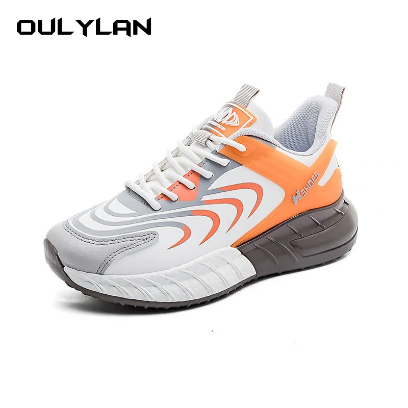 

Artificial PU sports shoes, versatile thick soled sports shoes, running shoes, high leather surface, white shoes