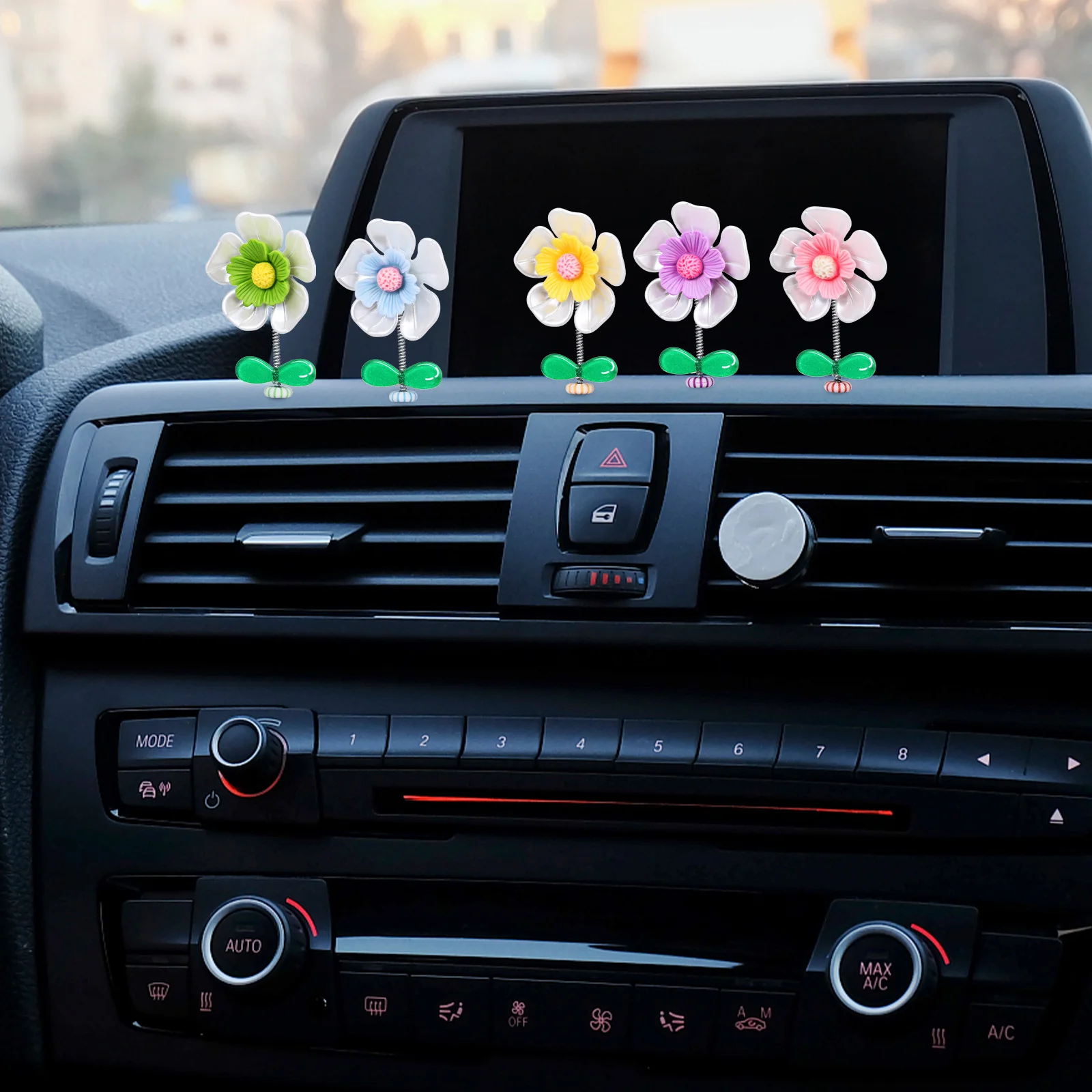 10 Uds. De adornos para coche, soplador de tamaño para mujer, adornos de flores pequeñas de plástico