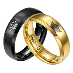 VOJO Fashion Stainless Steel Couple Ring Her King His Queen for Loves Wedding Rings Anniversary Valentin's Day Gifts