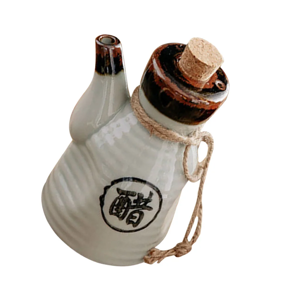 Ceramic Soy Sauce Bottle Travel Containers for Liquids Kitchen Oil Pot Balsamic Vinegar Wood Accessory Condiment Seasoning