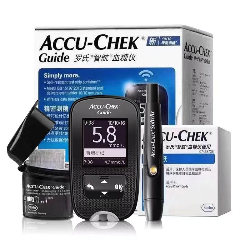 ACCU Chek Guide Blood Glucose Accu Chek Glucose Test Strips & Lancets Sets Blood Glucose meter Test Kit Free Blood Taking Needle