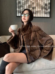 HDHOHR 2026 New Natural Mink Fur Coat Women Real Mink Fur Coat OutwearPark With Fur High Quality Female Warm Thick Winter Jacket