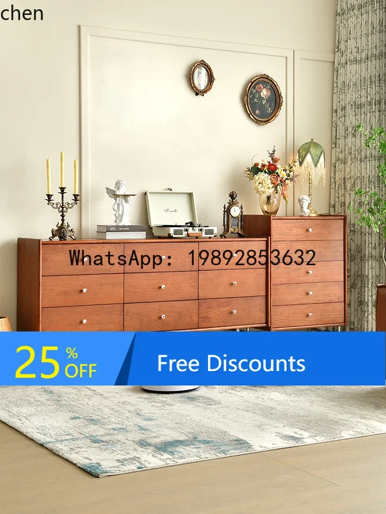 AAB Cabinet medieval cherry wood solid wood chest French retro style living room storage cabinet room decor Cabinet