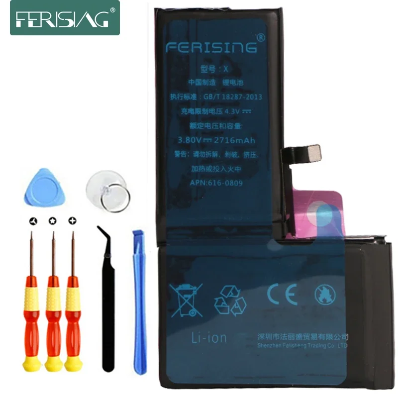 FERISING Phone Battery For iPhone X 6P 6SP 7P 8P 100% Capacity Cell Repair bateria OEM Replacement Batteries 6 7 8 PLus