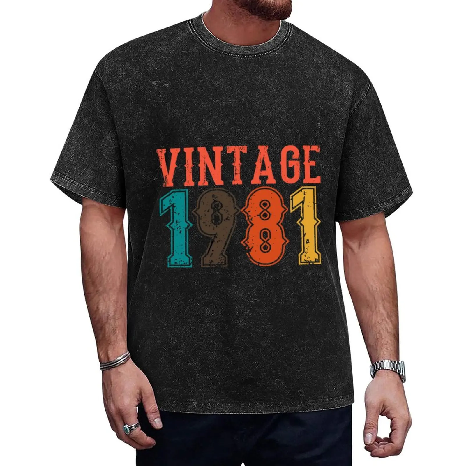 

1981 vintage born, Birthday gift T-Shirt customs Clothing anime vintage clothes big and tall t shirts for men