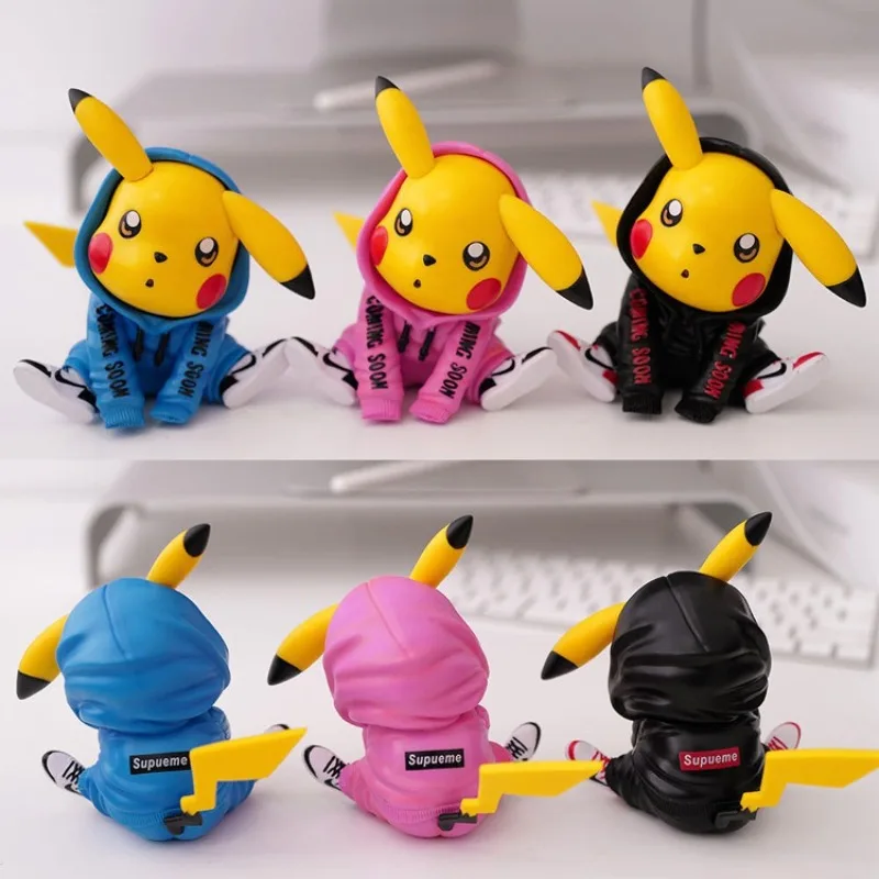 Pokemon Pikachu Cute Toy Dolls Decoration Anime Action Figures Q Figural Bonsai Car Desk Decoration Model Children Birthday Gift