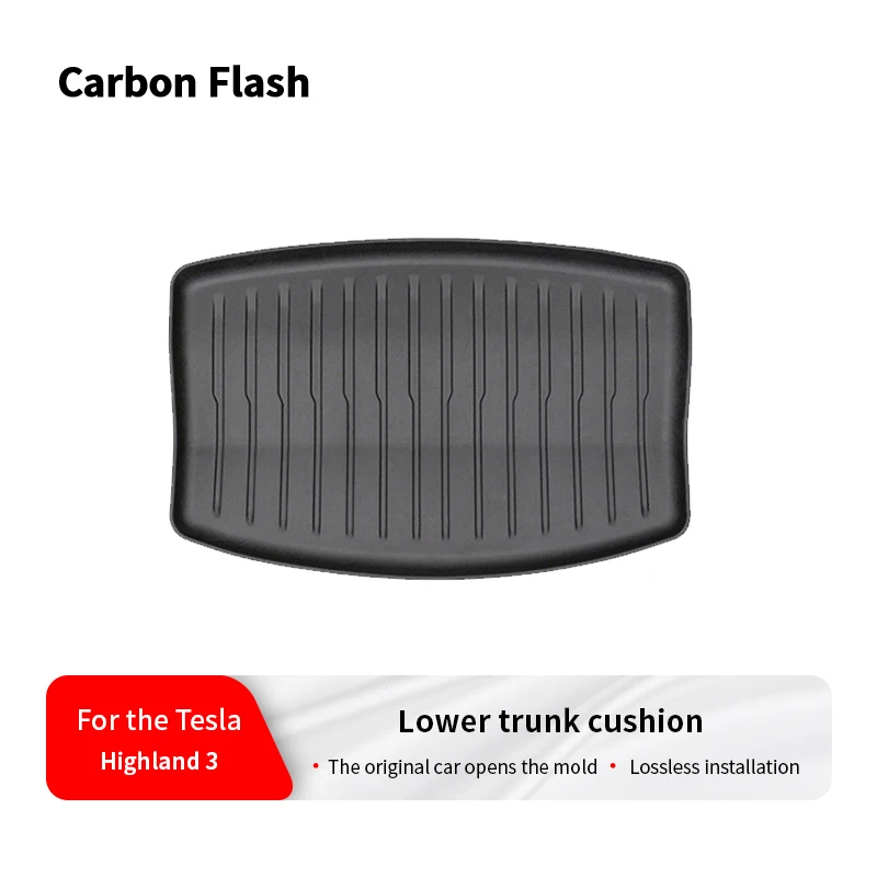 

Карбоновая вспышка для Tesla 2024-25 Model3 Highland 3 TPE, автомобильные грузовые подкладки, водонепроницаемые коврики для хранения, подкрытие подушки багажника