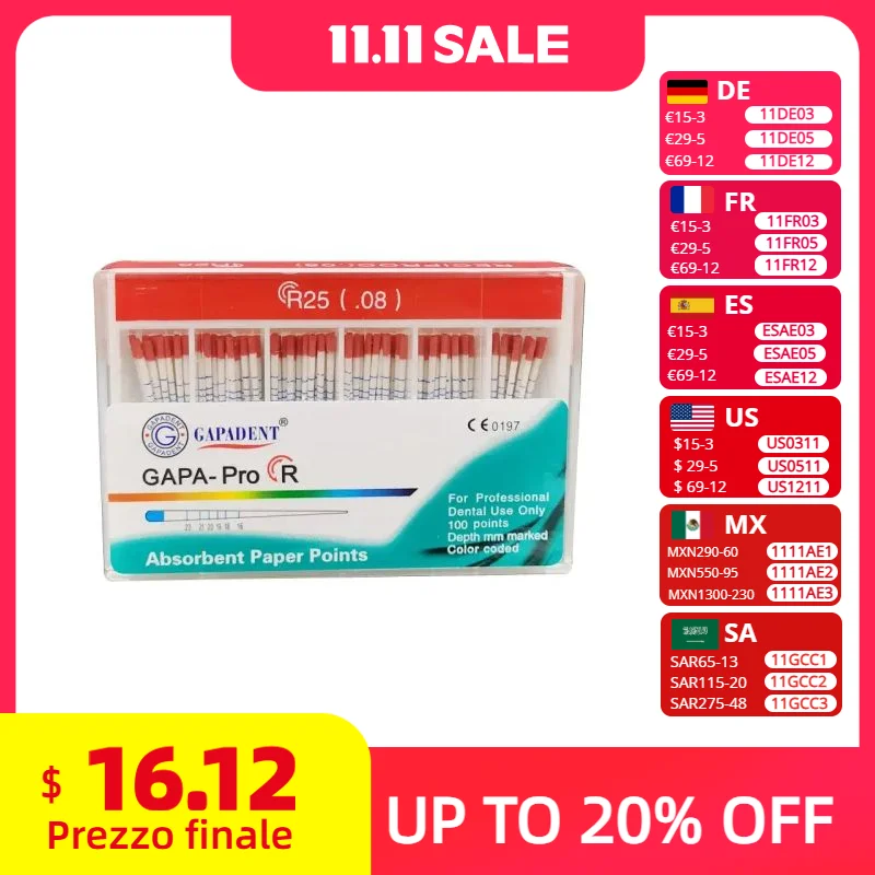 

08 R25Taper Стоматологические возвратно-поглощающие бумажные точки R40 Бумажные точки Поглощение корневых каналов Глубина мм Маркированная эндодонтия