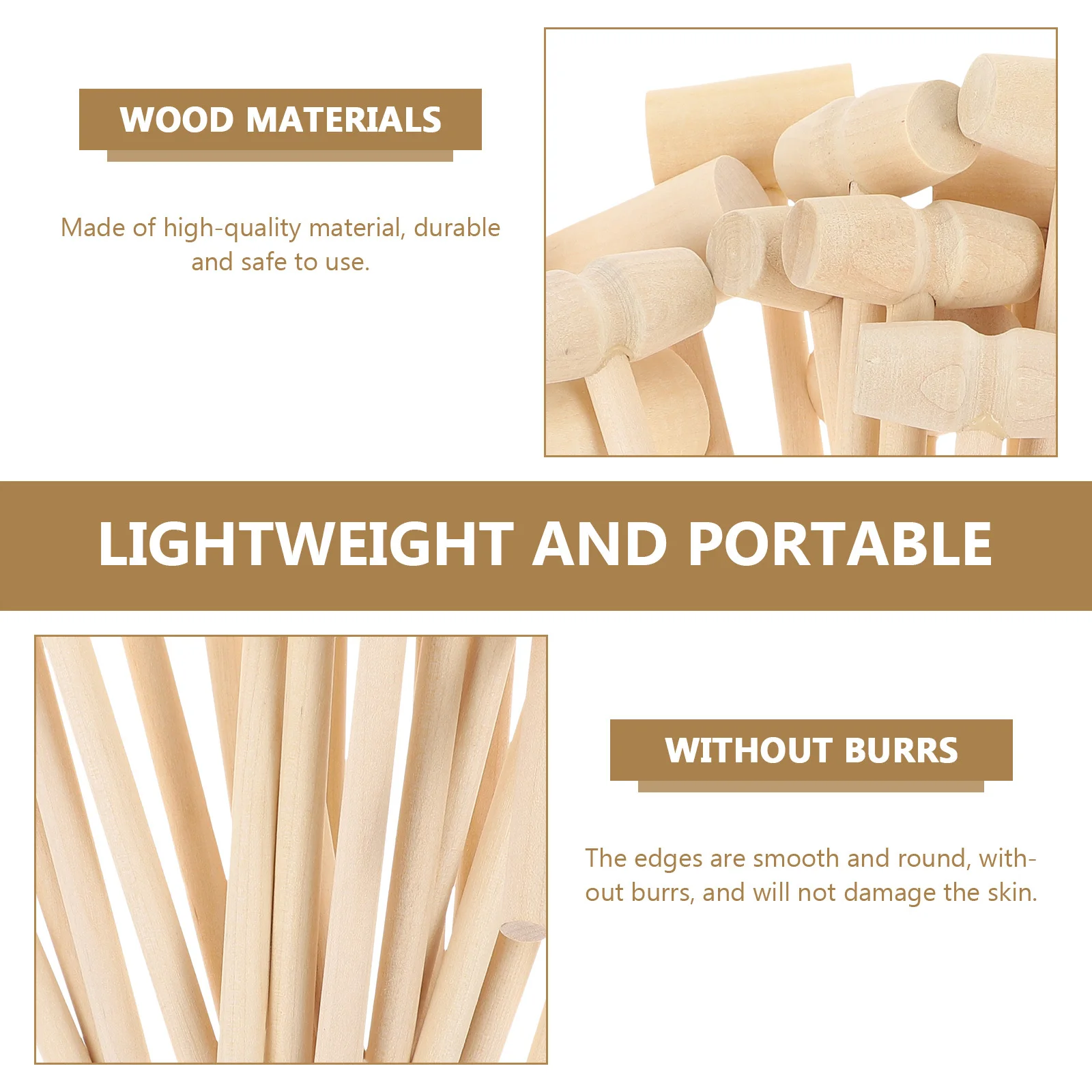 20Pcs Wooden Mini Hammer Ergonomic Handle Burr-Free Safe Use Small Mallet for Kids Activities Cake Tools Game Props Crack Mallet