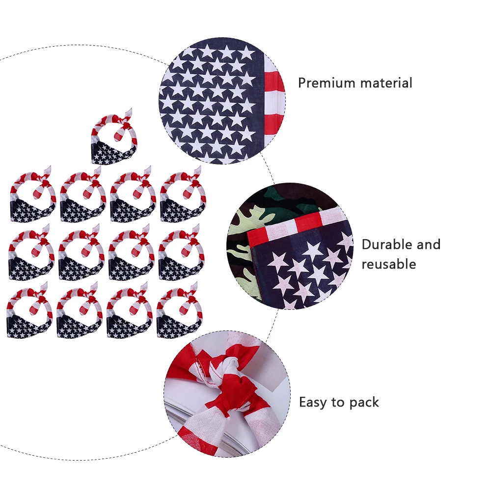 

13pcs Usa Flag Headbands Patriotic Headwrap Hip-Hop Headdress Fashion Headscarf Hair Accessory Soft Durable Reusable For Adults