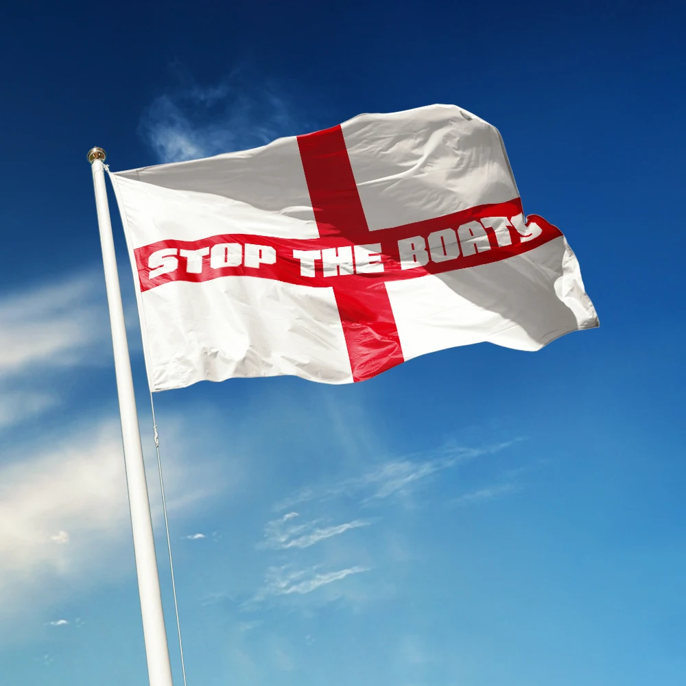 90*150cm STOP THE BOATS Flag of the England UK Polyester Printed Banner Tapestry For Decor