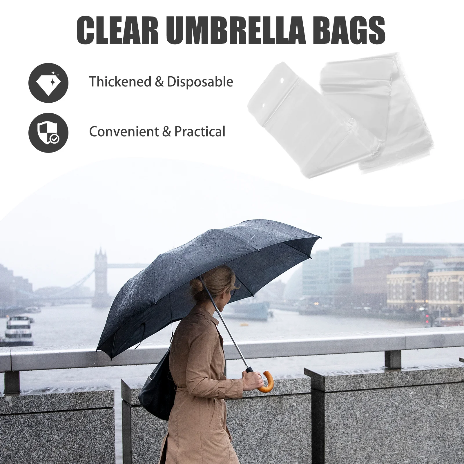 

100pcs Waterproof Umbrella Bags Thickened Portable Umbrella Storage Pouch For Long Handle Rain Protection Car Organizer