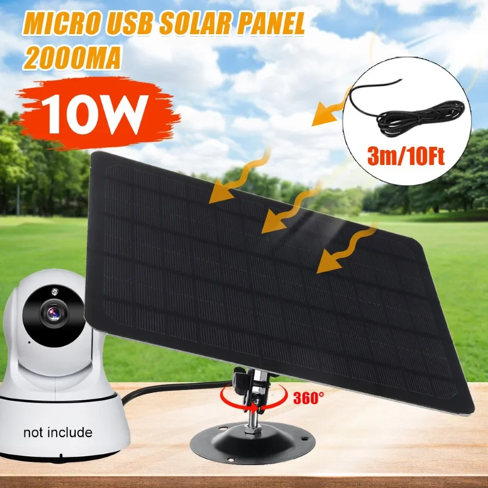 Camera Solar Panel IP67 Waterproof 10W Monocrystalline Solar Charger IP Security WiFi Street Light