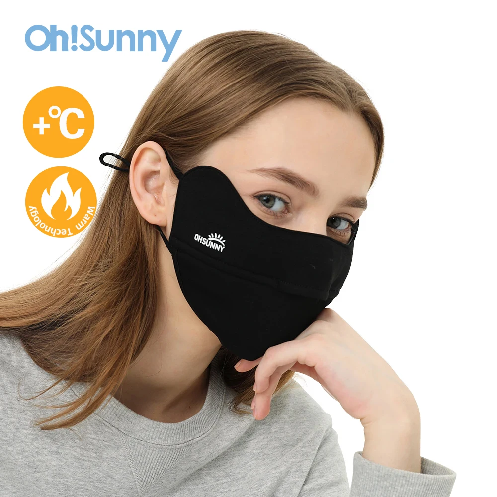 Ohsunny Winter Windproof Warm Mask Solid Color 3D Design Opening Nose Breathable Soft Women Anti-UV UPF50+ Balaclava