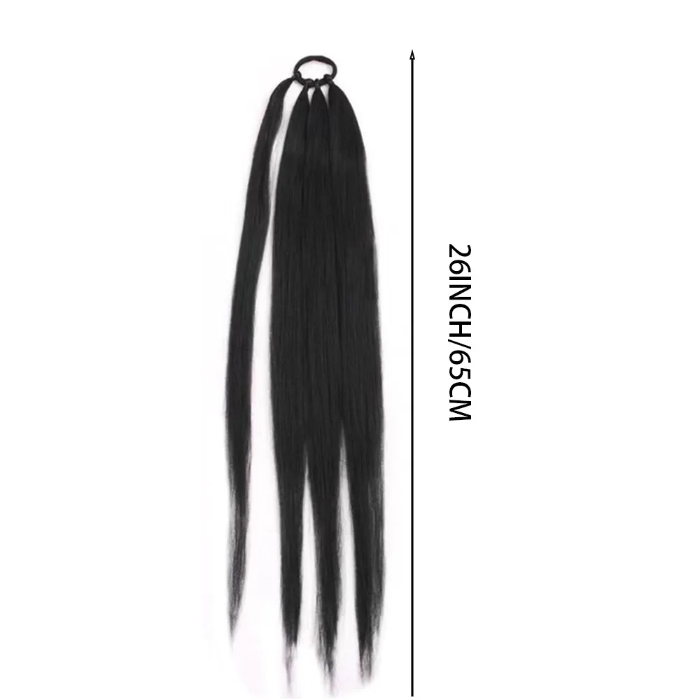 Paardenstaart Extensions Synthetische Boksen Vlechten Wikkelen Rond Chignon Staart Met Rubberen Band Haar Ring 26 Inch Bruin Ombre Vlecht Diy