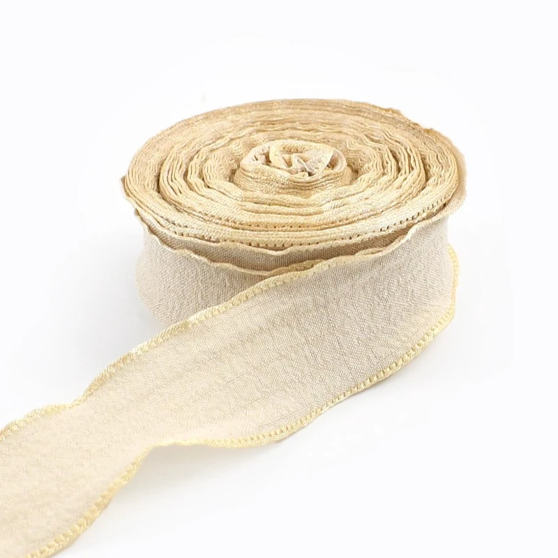 

1-5P 25mm Fishtail Yarn Ribbon Gifts Bouquet Decorative Ribbons for Sewing Bias Binding Wave Edge Pleated Webbing Craft Material