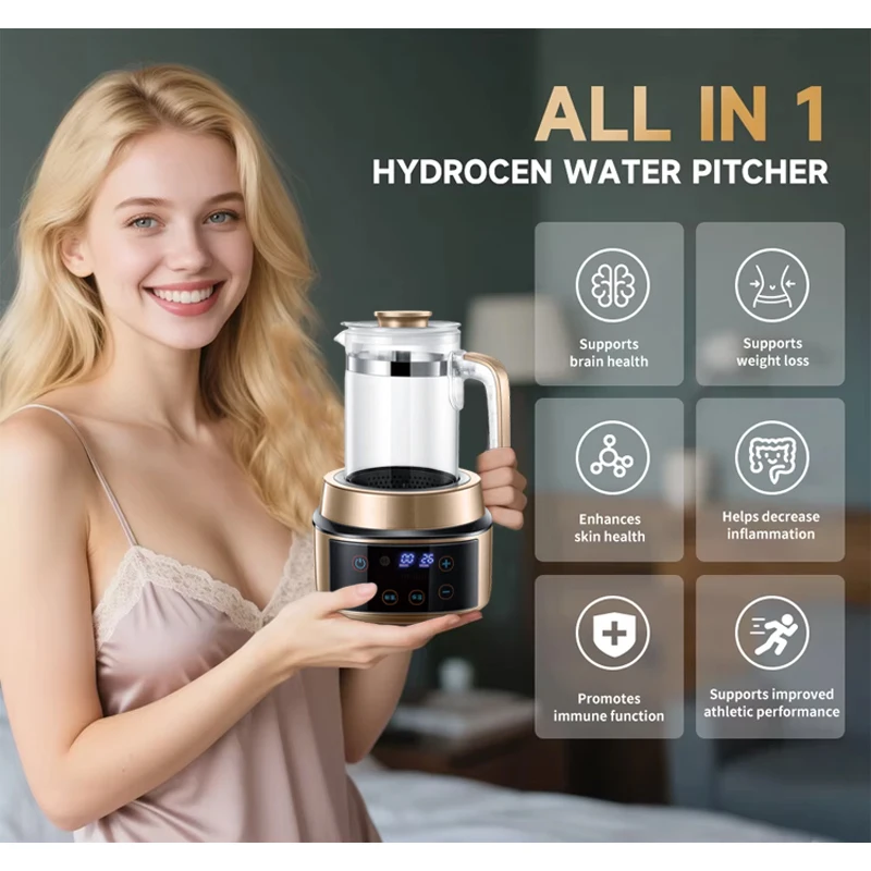 

SPE PEM Electric Hydrogen Water Kettle 1600PPB H2 Water Ionizer Machine Multifunctional Hydrogen Water Generator Tea Pots