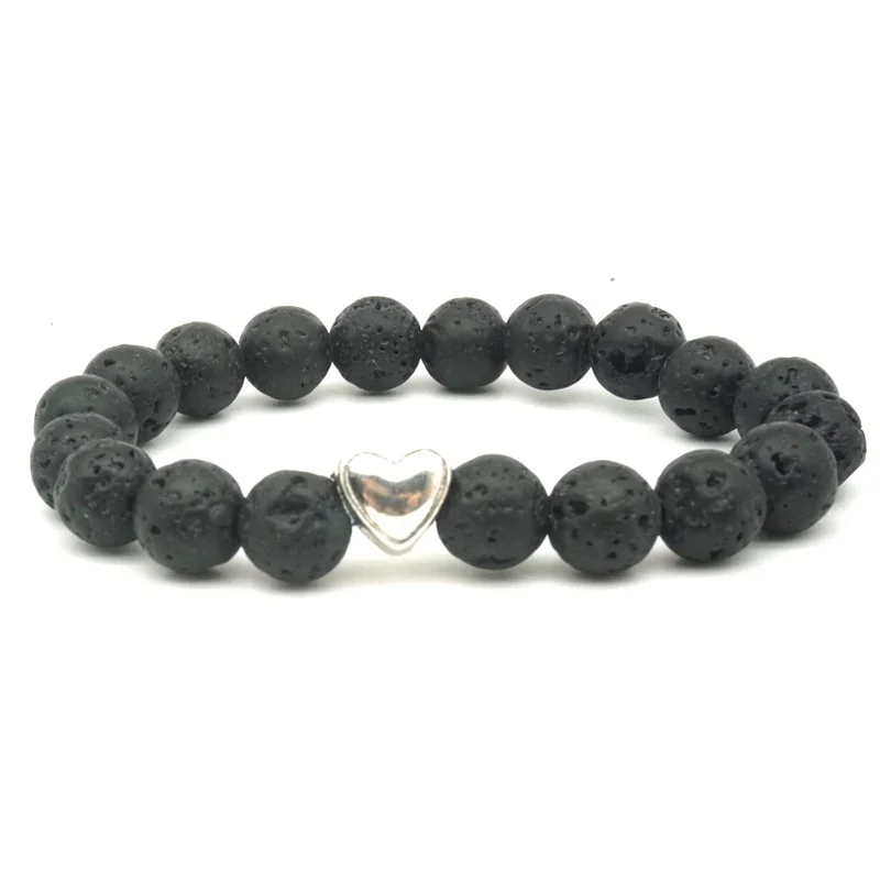 Tree of Life Paw Charms 8mm Black Lava Stone Beads Aromatherapy Essential Oil Diffuser Bracelet Yoga Strand Jewelry