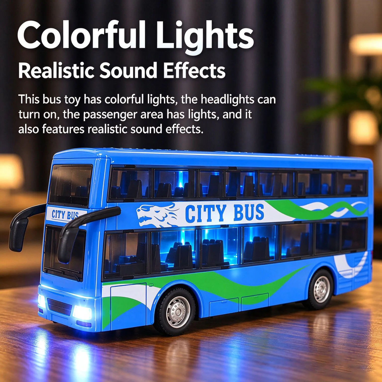 Children Inertia Double-Decker Bus With Lights Sound Effects And Opening Doors Simulation Diecast School Bus Model For Boy Gift