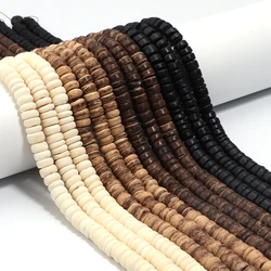 1/3 String Coconut Shell Wood Flat Round Natural Wooden Beads Loose Spacer Beads for DIY Bracelets Jewelry Making Supplies