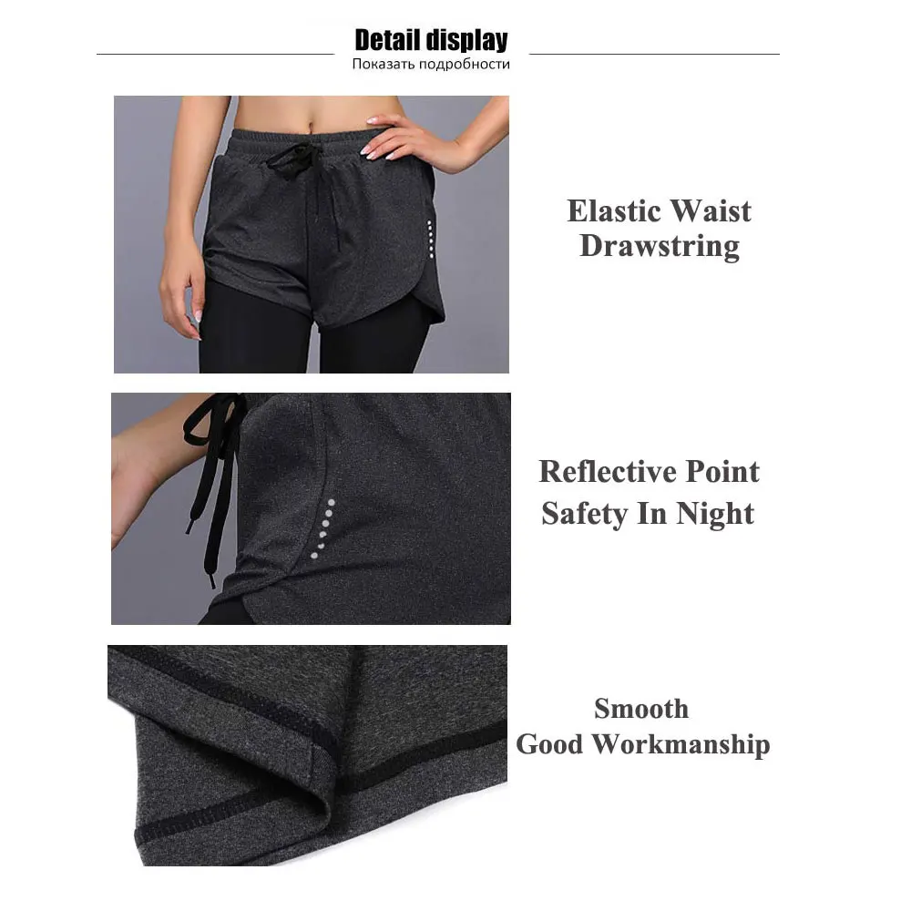 Women Sport Fitness Yoga Pants Running Shorts 2 In 1 Tights Women Jogging Femme Legging Compression Workout Training Trousers