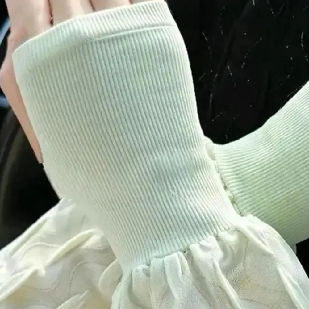 Elastic Arm Protector Arm Sleeve Uv Protection Uv Sun Protection Arm Sleeves for Men Women Ice Silk Long Gloves with Ribbed Cuff