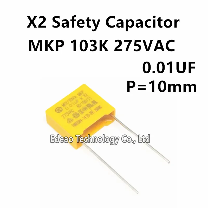 10-20PCS/LOt NEW X2 Safety capacitor 103K 275VAC MPX MKP 0.01UF 275V 10% X2 275V103K Pitch10mm Polyester Film Capacitors