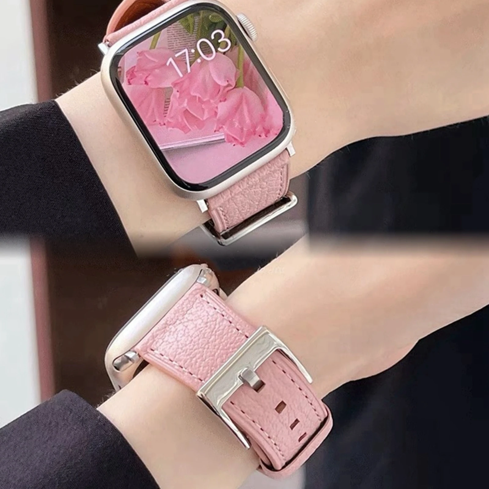 Ремешок кожаный для Apple Watch Band, модный спортивный браслет для IWatch 38 мм 40 мм 41 мм 42 мм 44 мм 45 мм 49 мм