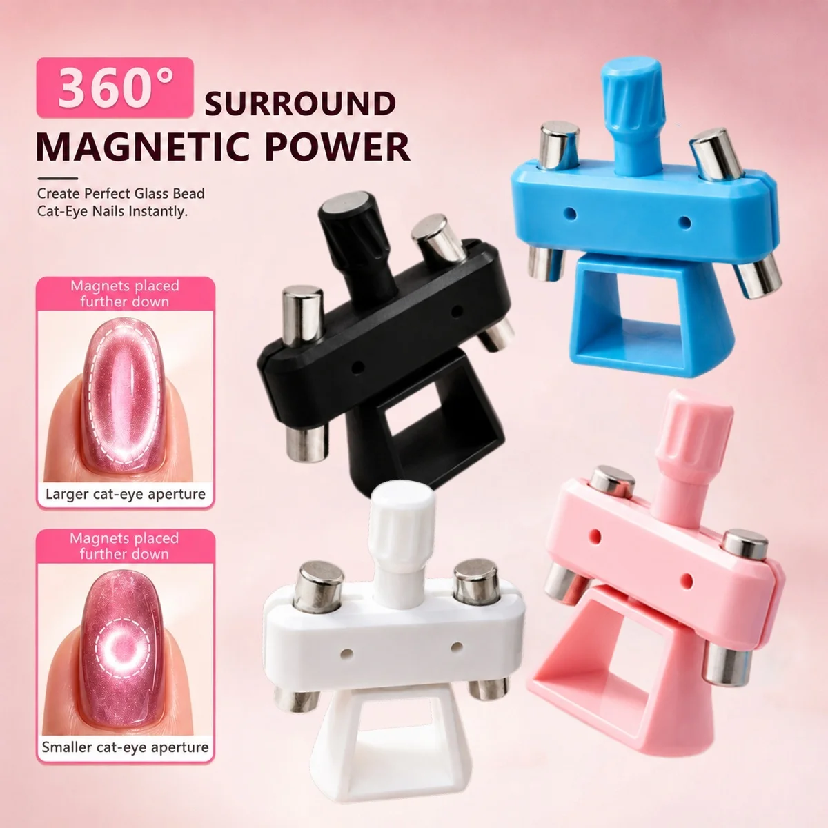 360 Rotation Cat Eye Magnetic Tool for Glass Bead Nail Art Gel Strong Magnet Multifunctional Beginners Home DIY Nail Salon Tools