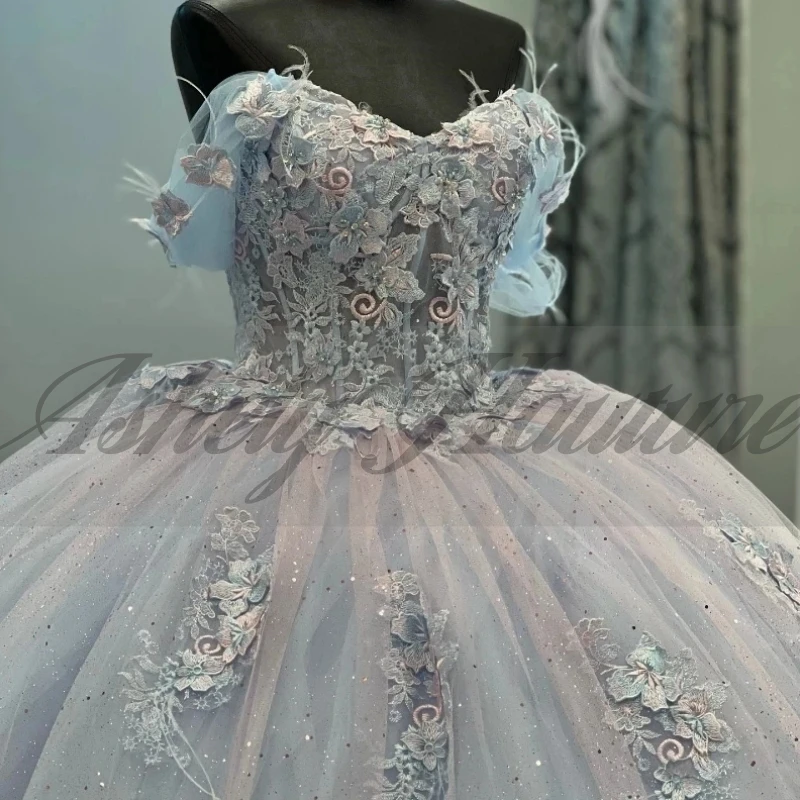 Personnalisé réel mexicain robes de bal robe de fête d'anniversaire Applique balayage Train Pageant mariage robes de 15 años quinceañeras