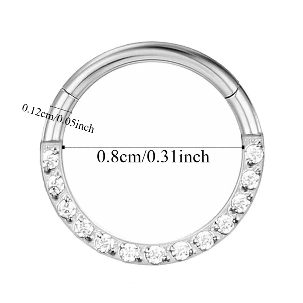 حلق فضي فاخر أقراط الغضروف الذهبي لامعة التيتانيوم حجر الراين خاتم الأنف ثقب صغير الشفاه الدائري هدية #5