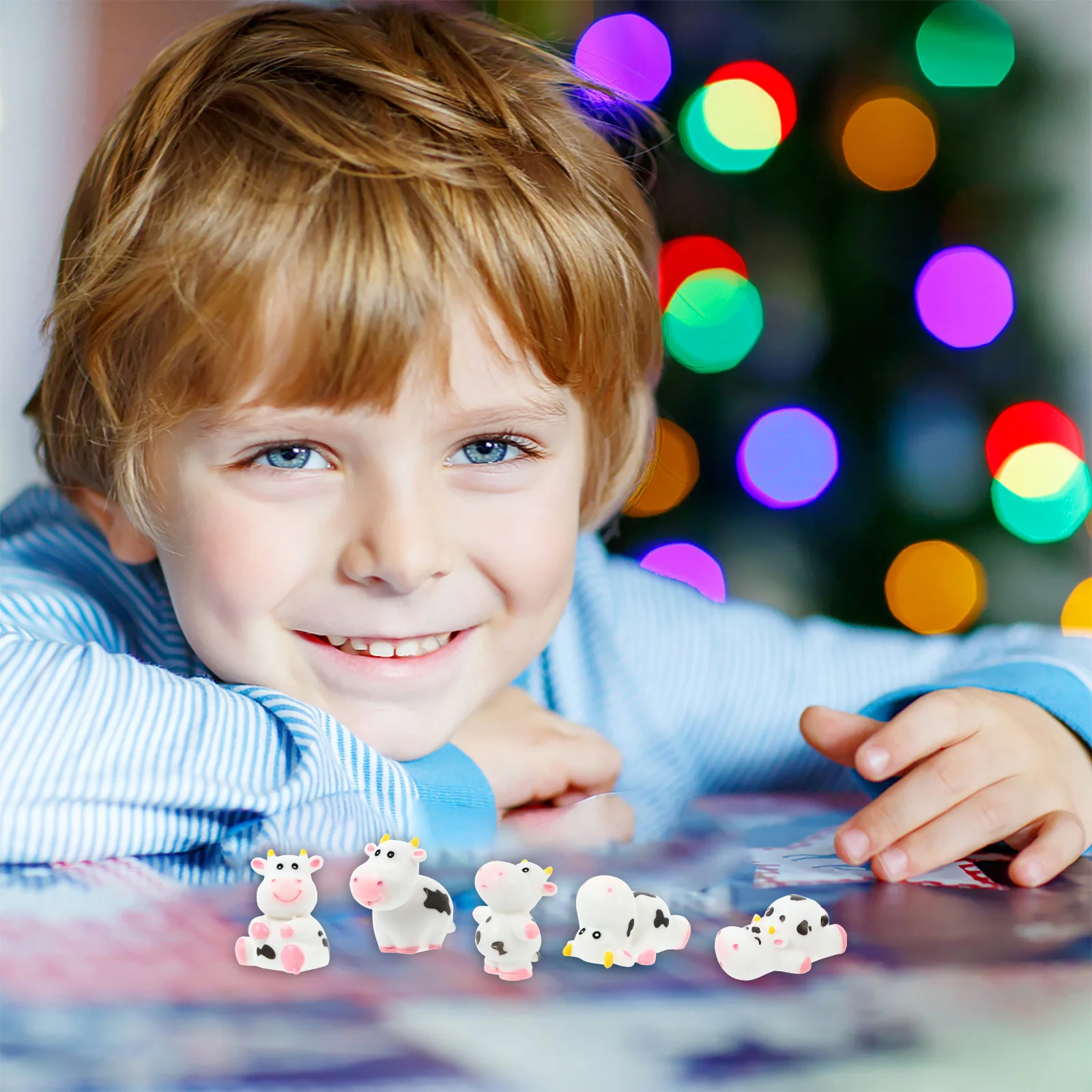 

5Pcs Mini Cow Resin Ornaments Cartoon Style Micro Landscape Decoration for Home Garden Miniature Cows Decor Mini Cows